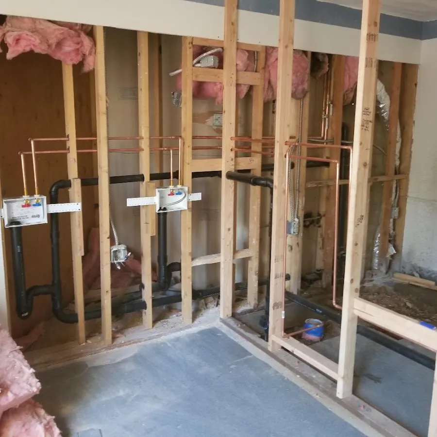 Copper pipe rough-in and plumbing installation in Lakeport